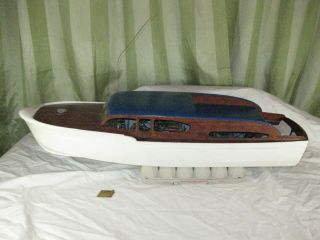 Vintage Wooden Chris Craft Cruiser Model Toy RC Boat Classic For Restoration 3