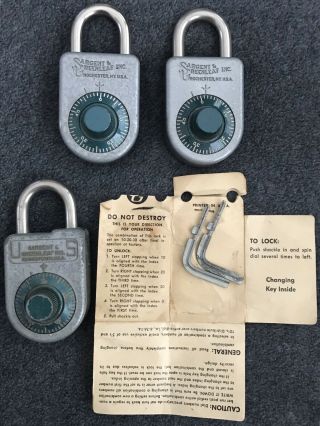 Vintage Us Military 8088 Sargent & Greenleaf Combination Lock Padlock Combo Key