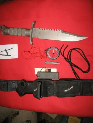 Buck 184 Buckmaster Authentic Survival Knife With Sheath Rare Sharp