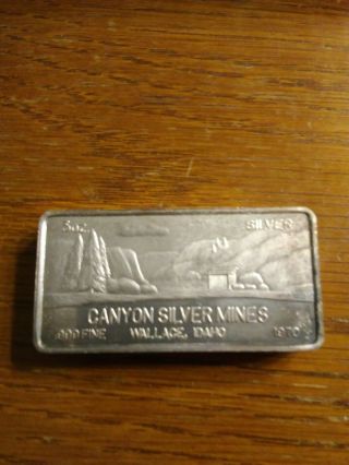 Vintage 1970 3 Oz.  999 Fine Silver Canyon Silver Minds Wallace,  Id Bar Foster