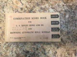 Vintage 1942 Combination Score Book For U.  S.  Rifles M1903 And M1 And Browning