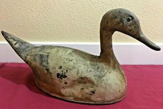 RARE ANTIQUE VINTAGE 1920 ' s Anderson Metal Tin Duck Decoy - 2