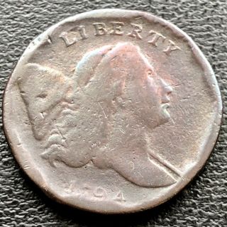 1794 Liberty Cap Half Cent 1/2 Flowing Hair Grade Rare Early Date 11605