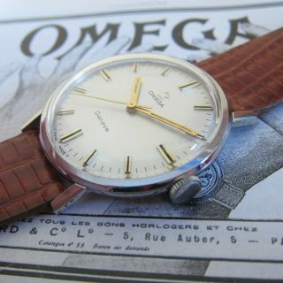 Vintage Omega Geneve Mens Watch Swiss Made 1960s Silver Dial,  Cal:601