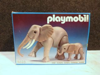Vintage 1982 Factory Playmobil Mama And Baby Elephant 3493