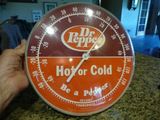 Vintage Dr Pepper Hot Or Cold Thermometer Advertising Sign Has Plastic Face A,