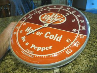 Vintage Dr Pepper Hot Or cold Thermometer Advertising Sign Has Plastic Face A, 7