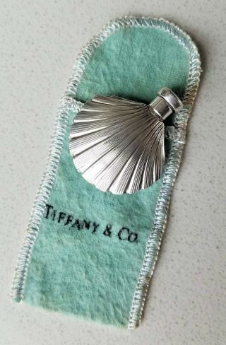 Vintage Tiffany & Co Sterling Silver Shell Petit Purse Perfume Flask Bottle