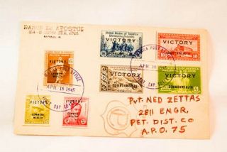 1945 Ww2 Us Philippine Victory Military Member Stamp Envelope Rare