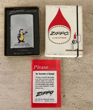 Vintage Advertising Zippo Cigarette Lighter W/ Box General Trailer Co