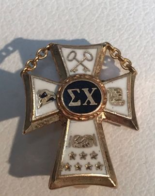 Sigma Chi Fraternity Vintage 10k Gold Pin Badge