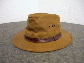 Vintage Cc Filson Tin Cloth Packer Hat Waxed Cotton Canvas (l) - 7 1/4 7 3/8 Usa