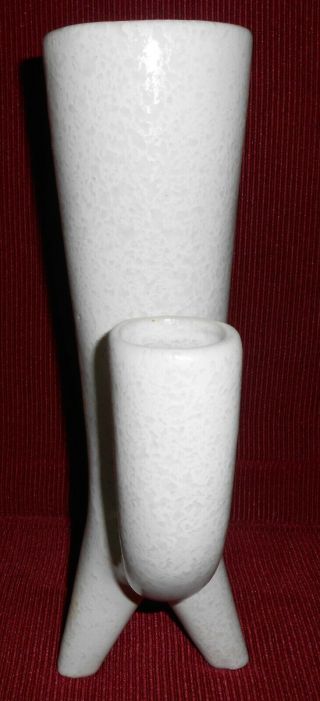 Awesome White Mid Century Vintage Ikebana Vase Abstract Footed Pottery Modern 5