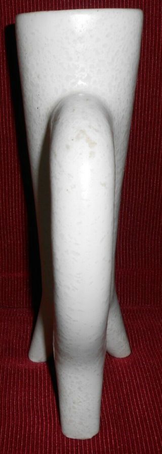 Awesome White Mid Century Vintage Ikebana Vase Abstract Footed Pottery Modern 6