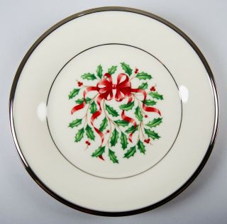 Lenox Holiday Platinum Accent Salad Plates Set of 5 Vintage Fine China Christmas 2