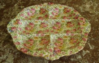 Rare Vintage Royal Winton Grimwades Summertime Chintz 5 - Sections Divided Dish
