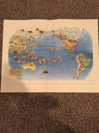 Vintage Map By Covarrubias Pageant Of The Pacific Native Dwellings Of The Pa