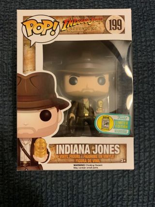 Funko Pop Indiana Jones With Idol 199 2016 Sdcc Limited Edition Rare Grail