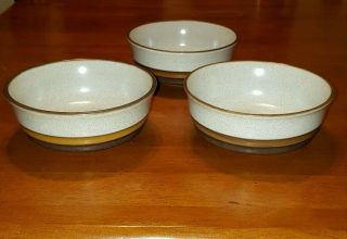 Vintage Set Of 3 Denby Langley Potters Wheel Rust Cereal Bowls Rustic Stoneware