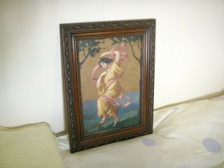 Old Antique French Oil Painting Classical Maiden Lady Portrait Music and Dance 4