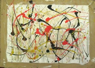Vintage abstract oil on canvas Jackson Pollock Modern art 20th century 2