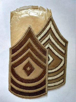Embroidered On Twill Ww2 Us Army First Sergeant Chevrons In Packet