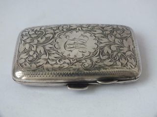 Pretty Antique Hand - Engraved Sterling Silver Cigarette Case 1903/ 7.  4 cm/ 51 g 2