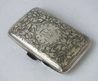 Pretty Antique Hand - Engraved Sterling Silver Cigarette Case 1903/ 7.  4 cm/ 51 g 3