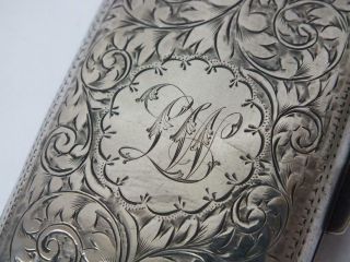 Pretty Antique Hand - Engraved Sterling Silver Cigarette Case 1903/ 7.  4 cm/ 51 g 5