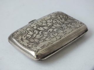 Pretty Antique Hand - Engraved Sterling Silver Cigarette Case 1903/ 7.  4 cm/ 51 g 6