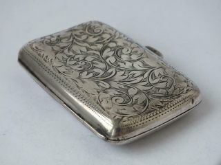 Pretty Antique Hand - Engraved Sterling Silver Cigarette Case 1903/ 7.  4 cm/ 51 g 7