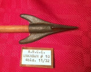 A.  B.  C.  C.  Unknown 10 4 Blade 11/32 Vintage Broadhead Arrow Archery