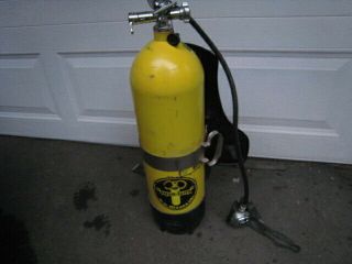 Vintage Us Divers Aqua Lung Steel Scuba Cylinder Tank With Backpack & Parts See