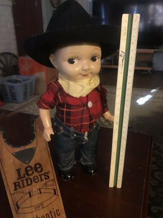 Vintage Buddy Lee Advertising Cowboy Doll All 1930s Composition