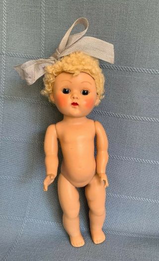Vintage 50’s Ginny Doll Vogue Strung Painted Lash Caracul Wig Straight Leg