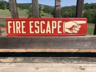 Vintage Industrial Fire Escape Embossed Metal Sign 20 1/2” X 4 1/2” (d1)