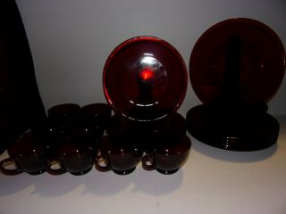 Antique/vintage Royal Ruby Red Depression Glass Dishes 19pc No Chips Or Cracks