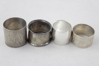 4 X Vintage Hallmarked.  925 Sterling Silver Napkin Rings (142g)