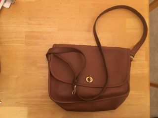 Vintage Coach City Bag British Tan Brown Leather Flap Crossbody 9790 Purse