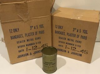 Ww2 1945 Bandage Plaster Of Paris In A Can 3 " X5 Yards Johnson&johnson