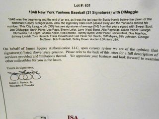 RARE Larry Yogi Berra Joe DiMaggio 1948 Yankees TEAM Signed Autographed Baseball 2