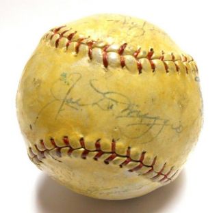 RARE Larry Yogi Berra Joe DiMaggio 1948 Yankees TEAM Signed Autographed Baseball 3