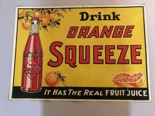 Vintage Drink Orange Squeeze Metal Sign