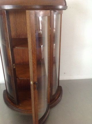 Vintage Curved Glass Wood Curio Display Cabinet Tabletop or wall hanging 19 