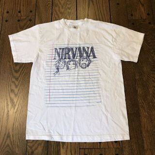 Vtg 1997 Nirvana T Shirt Sketch Doodle Tee Tour Concert Notebook Medium Cobain