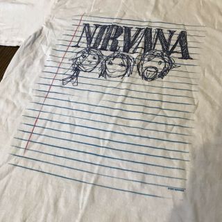 VTG 1997 Nirvana T Shirt Sketch Doodle Tee Tour Concert Notebook Medium Cobain 3