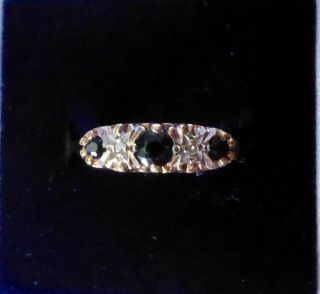 Vintage 9ct Gold Sapphire & Diamond Ring Uk Size N B’ham 1979 2.  7g
