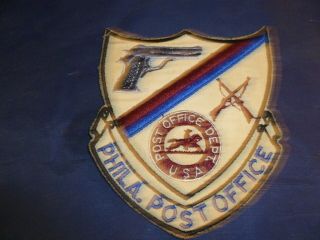 Vintage Patch Post Office Dept Usa Phila.  Post Office With Handgun And Rifles