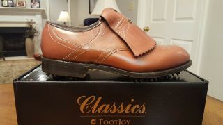 Vintage Footjoy Classics Kiltie Mens Golf Shoes 56887 Tan 9.  5d Made In Usa