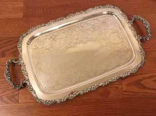 Large Wm A Rogers Vintage Silverplate Serving Tray W/ Handles